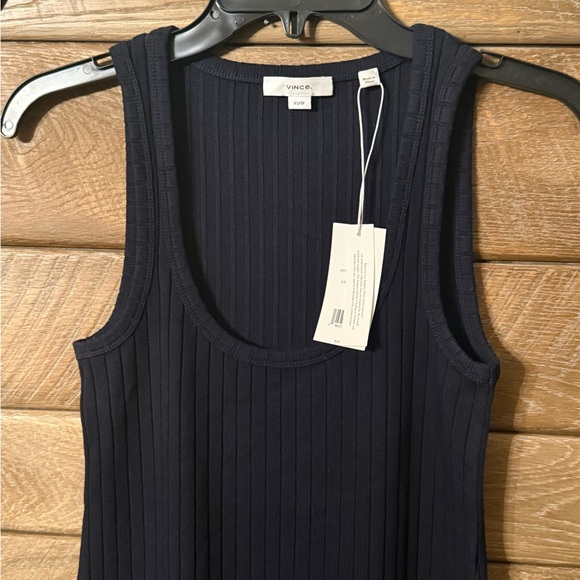NEW Vince Womens Rib Scoop Nk Dress Coastal XS $245 - Picture 2 of 6